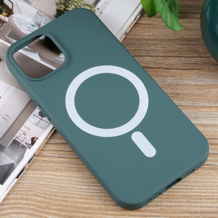 For iPhone 11 MagSafe Liquid Silicone Phone Case(Deep Green)