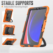 For Samsung Galaxy Tab S9 D Type Silicone Hybrid PC Tablet Case with Handle Holder(Orange)