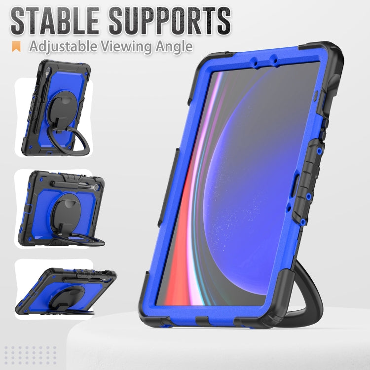 For Samsung Galaxy Tab S9 D Type Silicone Hybrid PC Tablet Case with Handle Holder(Blue PC)