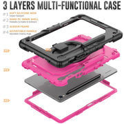 For Samsung Galaxy Tab S9 D Type Silicone Hybrid PC Tablet Case with Handle Holder(Rose Red PC)