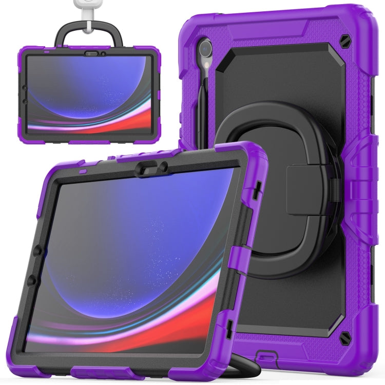 For Samsung Galaxy Tab S9 D Type Silicone Hybrid PC Tablet Case with Handle Holder(Purple)