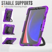 For Samsung Galaxy Tab S9 D Type Silicone Hybrid PC Tablet Case with Handle Holder(Purple)
