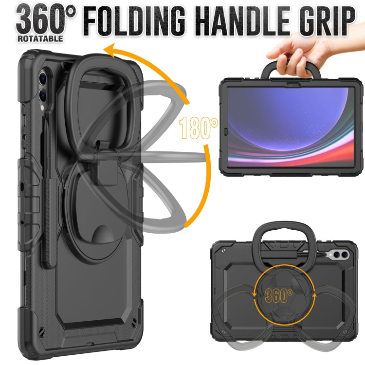 For Samsung Galaxy Tab S9+ / S10+ D Type Silicone Hybrid PC Tablet Case with Handle Holder(Black)