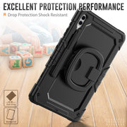 For Samsung Galaxy Tab S9+ / S10+ D Type Silicone Hybrid PC Tablet Case with Handle Holder(Black)