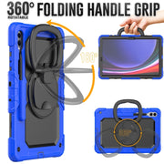 For Samsung Galaxy Tab S9+ / S10+ D Type Silicone Hybrid PC Tablet Case with Handle Holder(Blue)