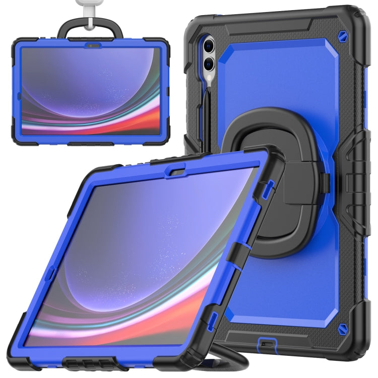 For Samsung Galaxy Tab S9+ / S10+ D Type Silicone Hybrid PC Tablet Case with Handle Holder(Blue PC)