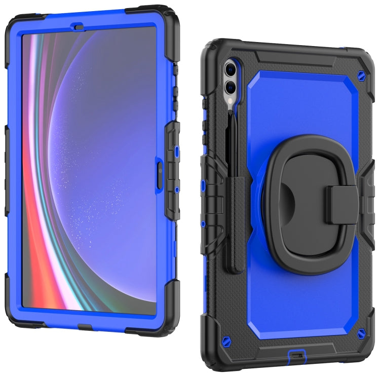 For Samsung Galaxy Tab S9+ / S10+ D Type Silicone Hybrid PC Tablet Case with Handle Holder(Blue PC)