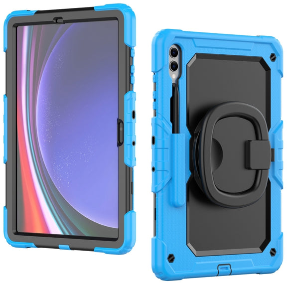 For Samsung Galaxy Tab S9+ / S10+ D Type Silicone Hybrid PC Tablet Case with Handle Holder(Light Blue)