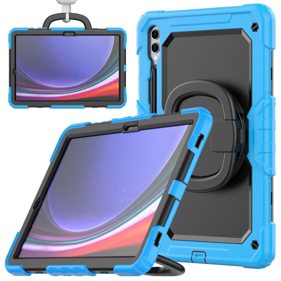 For Samsung Galaxy Tab S9+ / S10+ D Type Silicone Hybrid PC Tablet Case with Handle Holder(Light Blue)