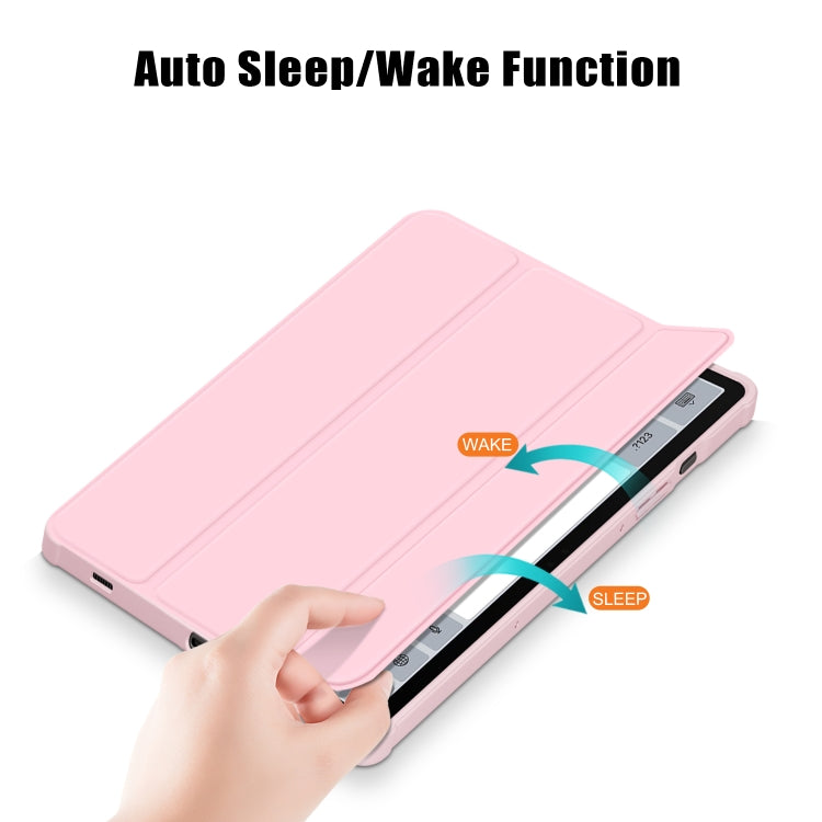 For Samsung Galaxy Tab S9 Acrylic 3-folding Smart Leather Tablet Case(Pink)