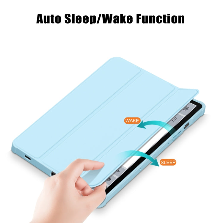 For Samsung Galaxy Tab S9 Acrylic 3-folding Smart Leather Tablet Case(Sky Blue)