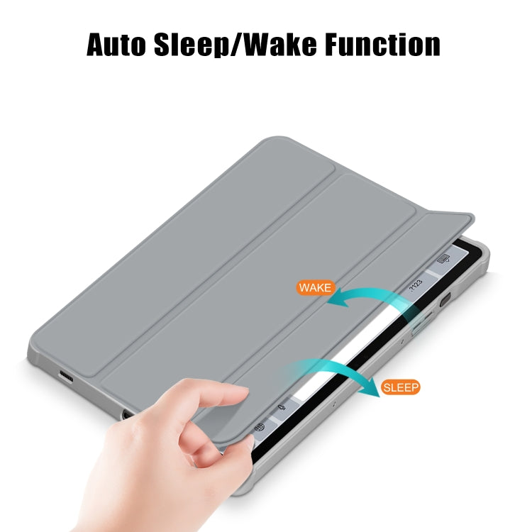 For Samsung Galaxy Tab S9 Acrylic 3-folding Smart Leather Tablet Case(Grey)