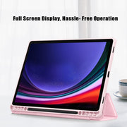 For Samsung Galaxy Tab S9+ Acrylic 3-folding Smart Leather Tablet Case(Pink)
