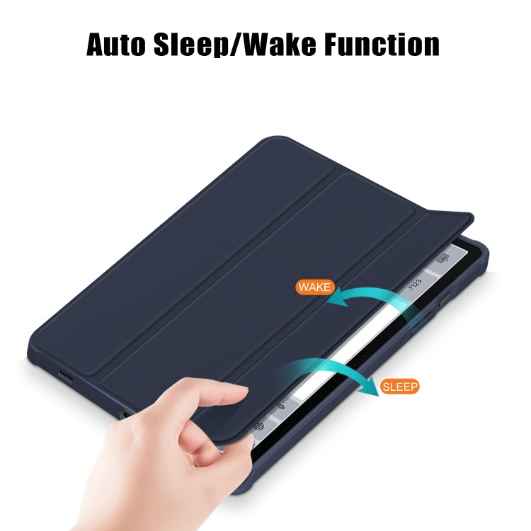 For Samsung Galaxy Tab S9+ Acrylic 3-folding Smart Leather Tablet Case(Dark Blue)