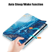 For Samsung Galaxy Tab S9 Acrylic 3-folding Painted Smart Leather Tablet Case(Waves)