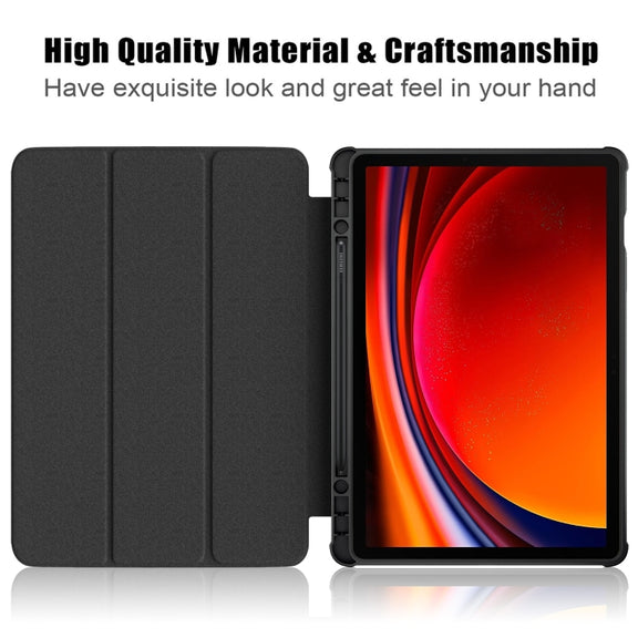 For Samsung Galaxy Tab S9 Acrylic 3-folding Painted Smart Leather Tablet Case(Graffiti)