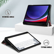 For Samsung Galaxy Tab S9 Acrylic 3-folding Painted Smart Leather Tablet Case(Graffiti)