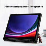 For Samsung Galaxy Tab S9 Acrylic 3-folding Painted Smart Leather Tablet Case(Graffiti)