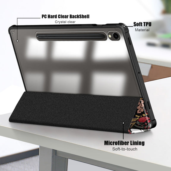 For Samsung Galaxy Tab S9 Acrylic 3-folding Painted Smart Leather Tablet Case(Graffiti)