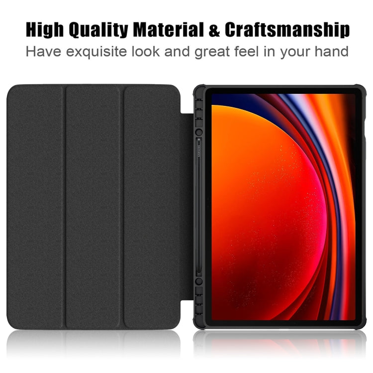 For Samsung Galaxy Tab S9+ Acrylic 3-folding Painted Smart Leather Tablet Case(Graffiti)