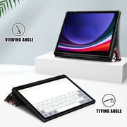 For Samsung Galaxy Tab S9+ Acrylic 3-folding Painted Smart Leather Tablet Case(Graffiti)