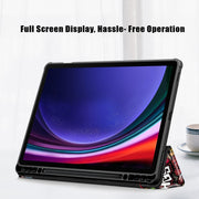 For Samsung Galaxy Tab S9+ Acrylic 3-folding Painted Smart Leather Tablet Case(Graffiti)