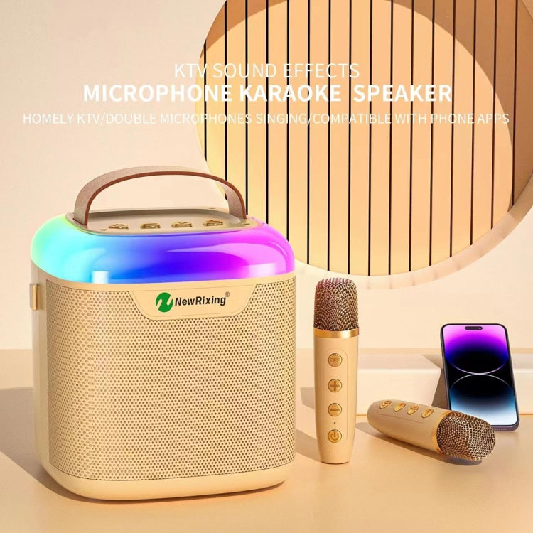New RiXing NR8805 TWS Portable Smart Bluetooth Speaker with RGB Lighting(Beige)