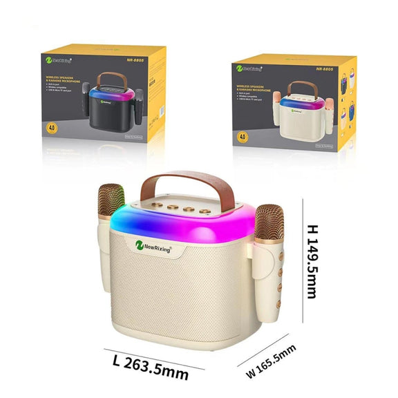 New RiXing NR8805 TWS Portable Smart Bluetooth Speaker with RGB Lighting(Beige)