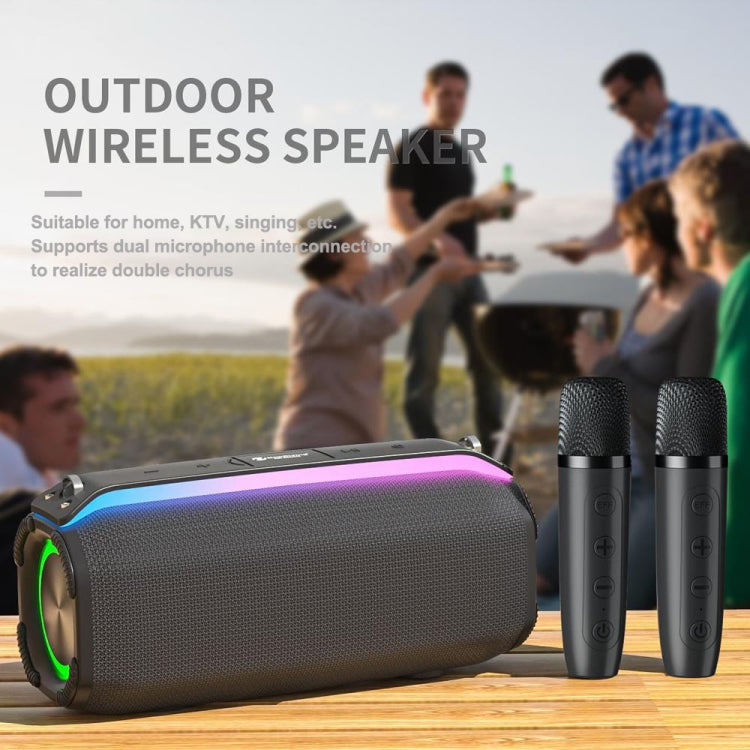 New RiXing NR8809 20W Outdoor Portable TWS Smart Wireless Bluetooth Speaker, Style:Single Mic(Grey)