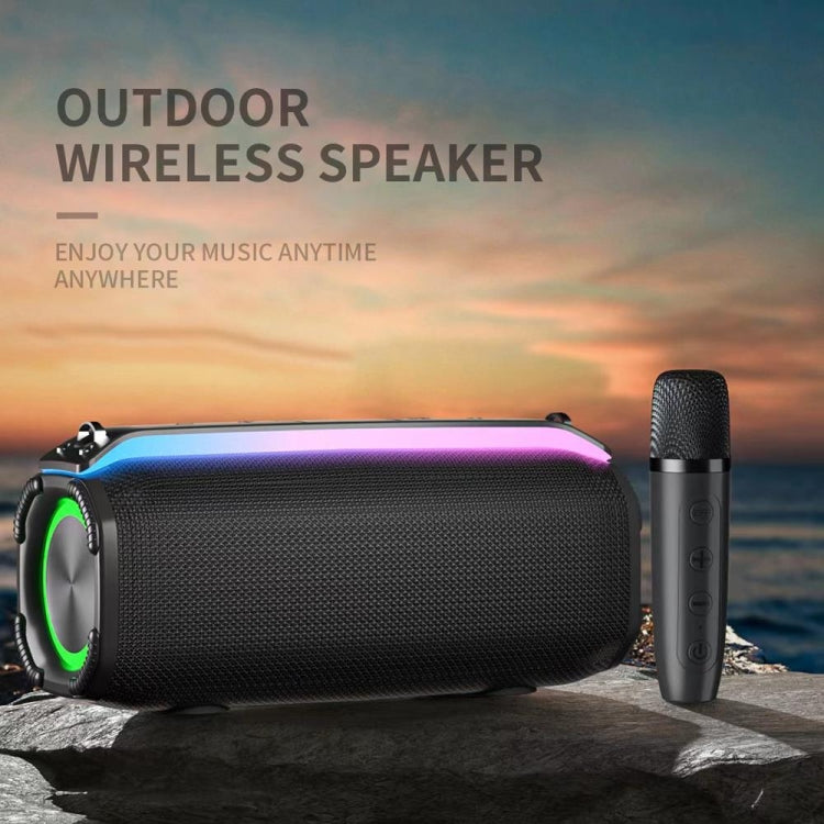 New RiXing NR8809 20W Outdoor Portable TWS Smart Wireless Bluetooth Speaker, Style:Single Mic(Red)