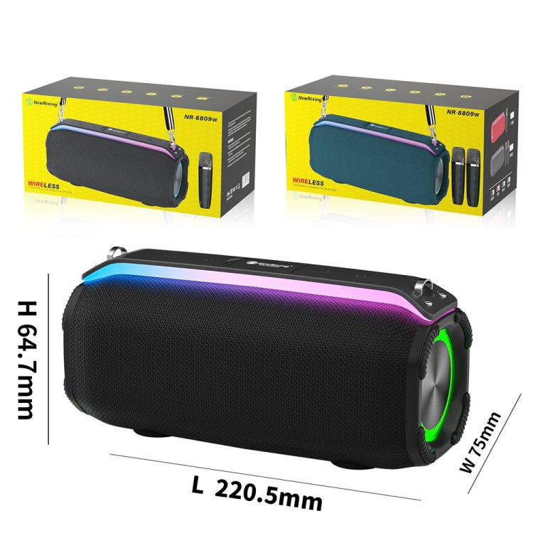 New RiXing NR8809 20W Outdoor Portable TWS Smart Wireless Bluetooth Speaker, Style:Single Mic(Blue)