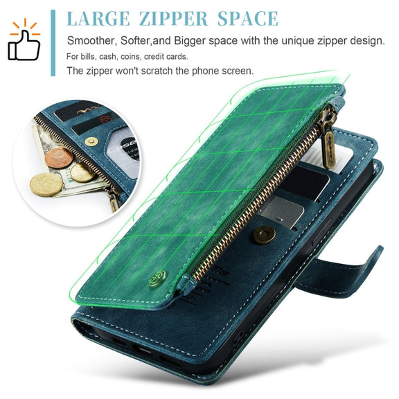 For iPhone 15 CaseMe C30 Multifunctional Leather Phone Case(Blue)