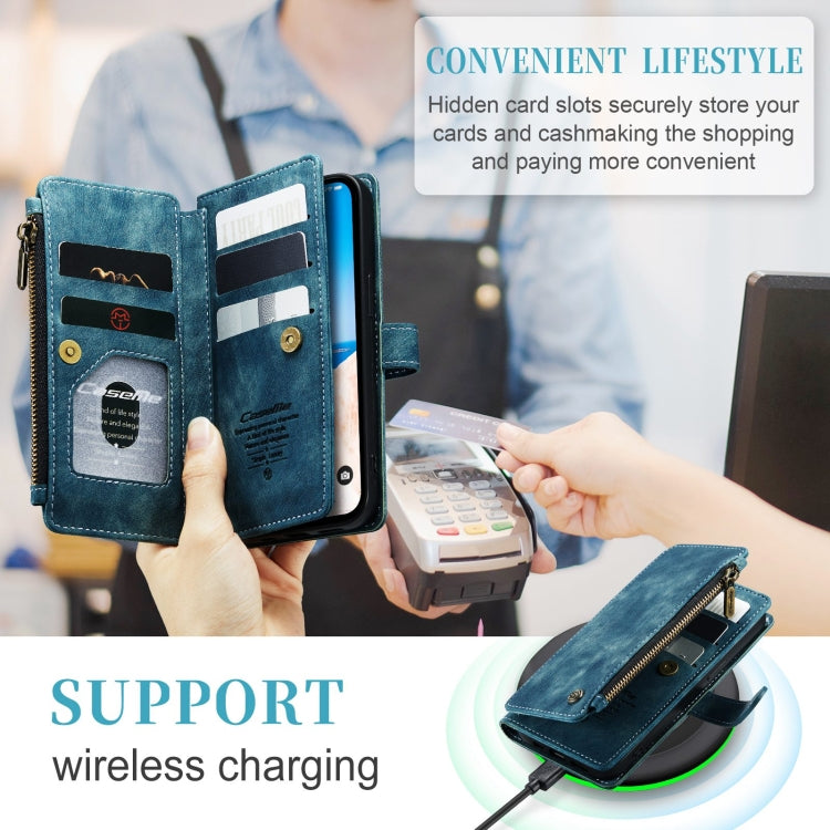 For iPhone 15 Plus CaseMe C30 Multifunctional Leather Phone Case(Blue)