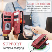 For iPhone 15 Plus CaseMe C30 Multifunctional Leather Phone Case(Red)