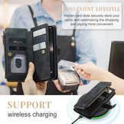 For iPhone 15 Plus CaseMe C30 Multifunctional Leather Phone Case(Black)