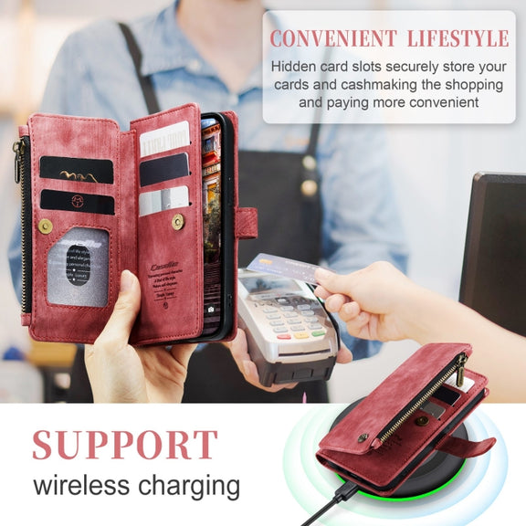 For iPhone 15 Pro CaseMe C30 Multifunctional Leather Phone Case(Red)