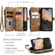 For iPhone 15 Pro CaseMe C30 Multifunctional Leather Phone Case(Brown)