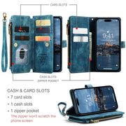 For iPhone 15 Pro Max CaseMe C30 Multifunctional Leather Phone Case(Blue)
