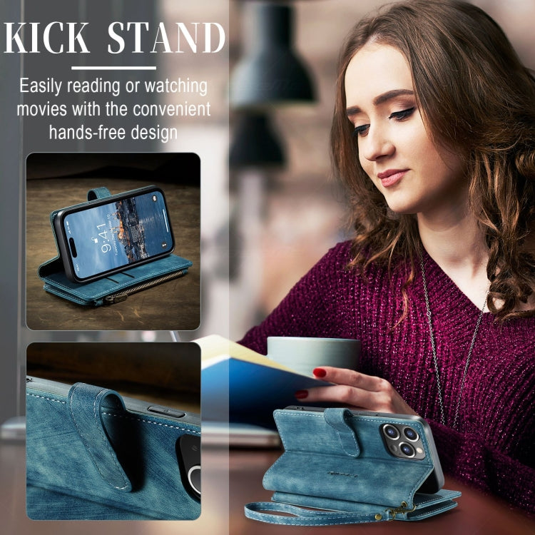 For iPhone 15 Pro Max CaseMe C30 Multifunctional Leather Phone Case(Blue)