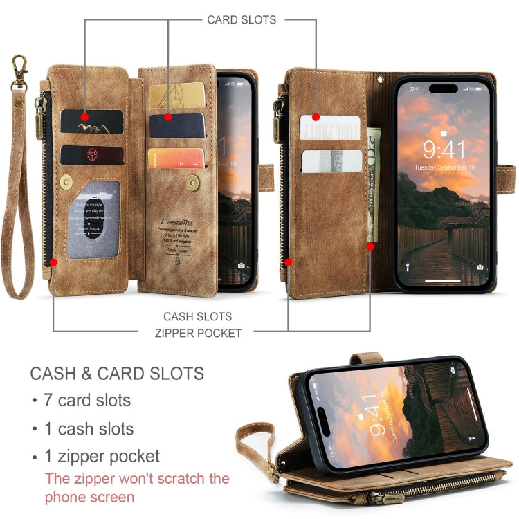 For iPhone 15 Pro Max CaseMe C30 Multifunctional Leather Phone Case(Brown)