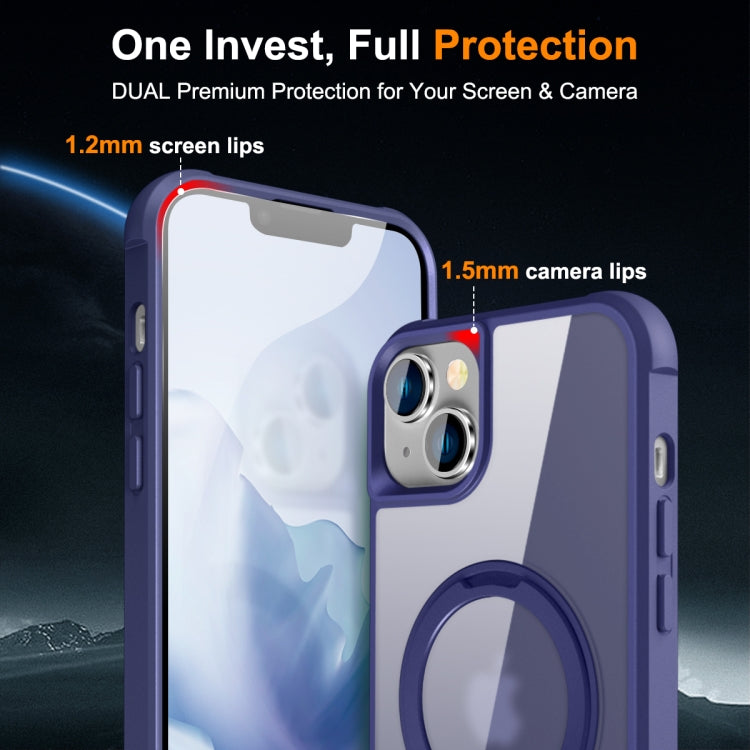 For iPhone 15 Plus MagSafe Magnetic Rotating Holder Phone Case(Klein Blue)