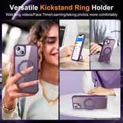 For iPhone 15 Plus MagSafe Magnetic Rotating Holder Phone Case(Purple)