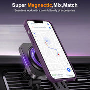 For iPhone 15 Plus MagSafe Magnetic Rotating Holder Phone Case(Purple)