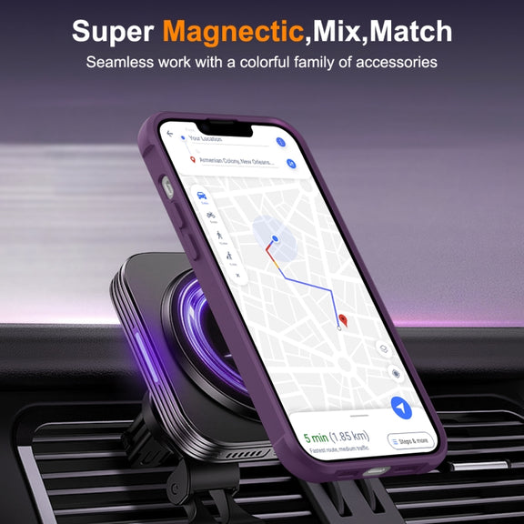 For iPhone 15 Plus MagSafe Magnetic Rotating Holder Phone Case(Purple)