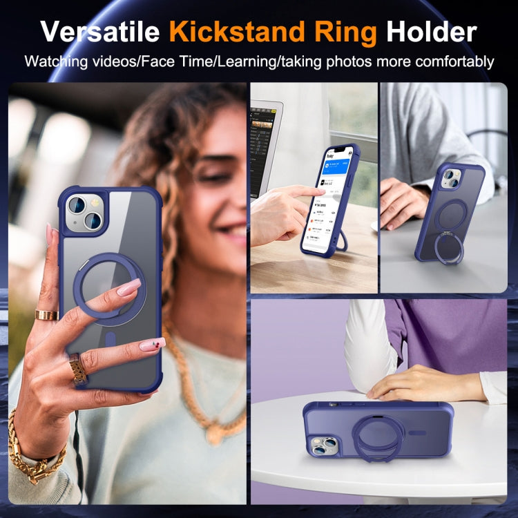 For iPhone 14 / 13 MagSafe Magnetic Rotating Holder Phone Case(Klein Blue)