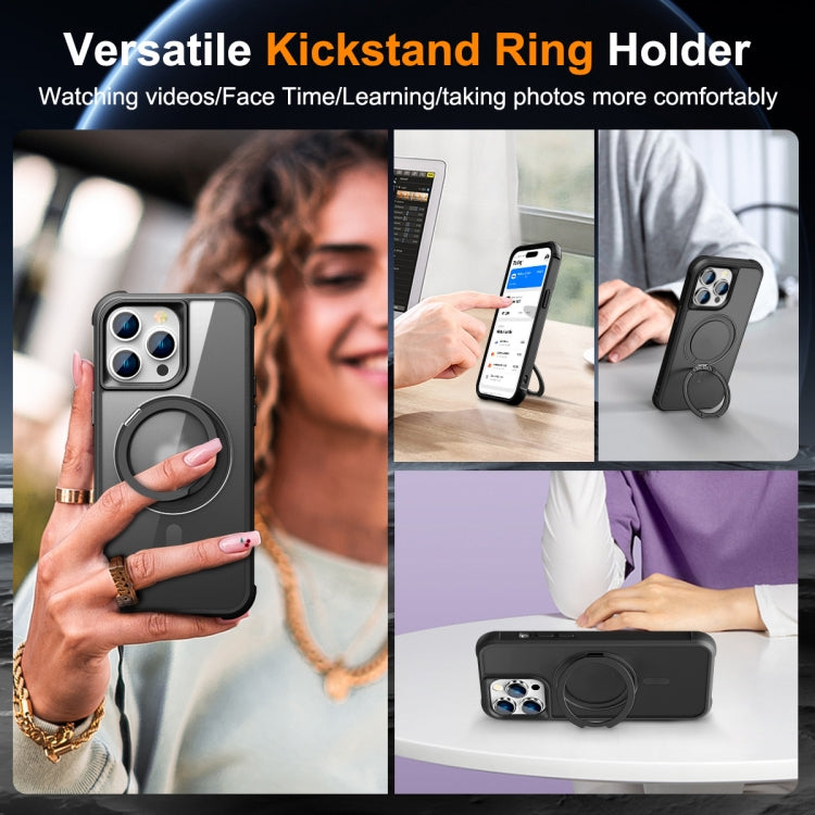 For iPhone 14 Pro MagSafe Magnetic Rotating Holder Phone Case(Black)