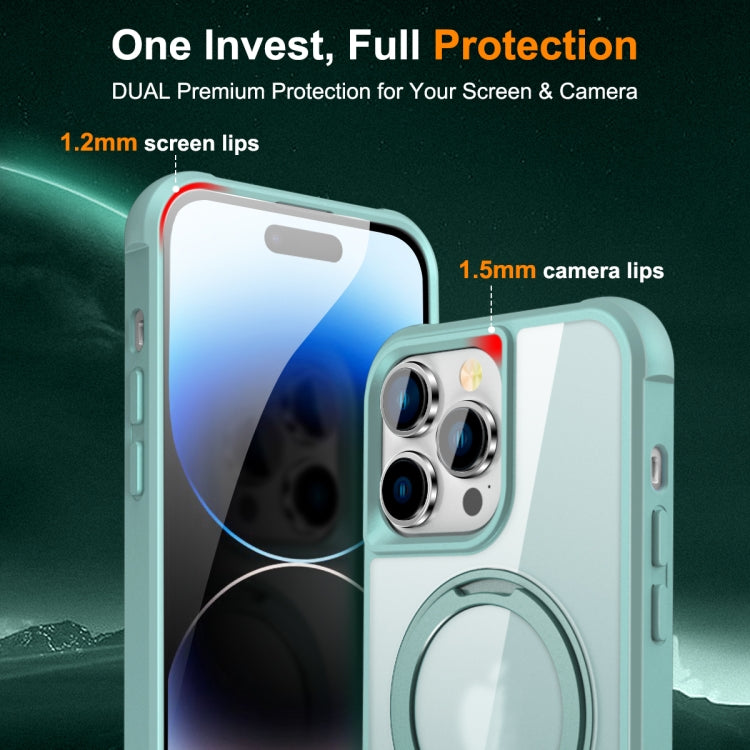 For iPhone 14 Pro MagSafe Magnetic Rotating Holder Phone Case(Lake Blue)