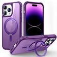 For iPhone 14 Pro MagSafe Magnetic Rotating Holder Phone Case(Purple) - iPhone 14 Pro Cases by PMC TechLife | Online Shopping South Africa | PMC TechLife