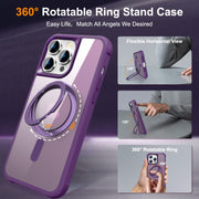 For iPhone 14 Pro MagSafe Magnetic Rotating Holder Phone Case(Purple)