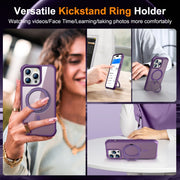 For iPhone 14 Pro MagSafe Magnetic Rotating Holder Phone Case(Purple)